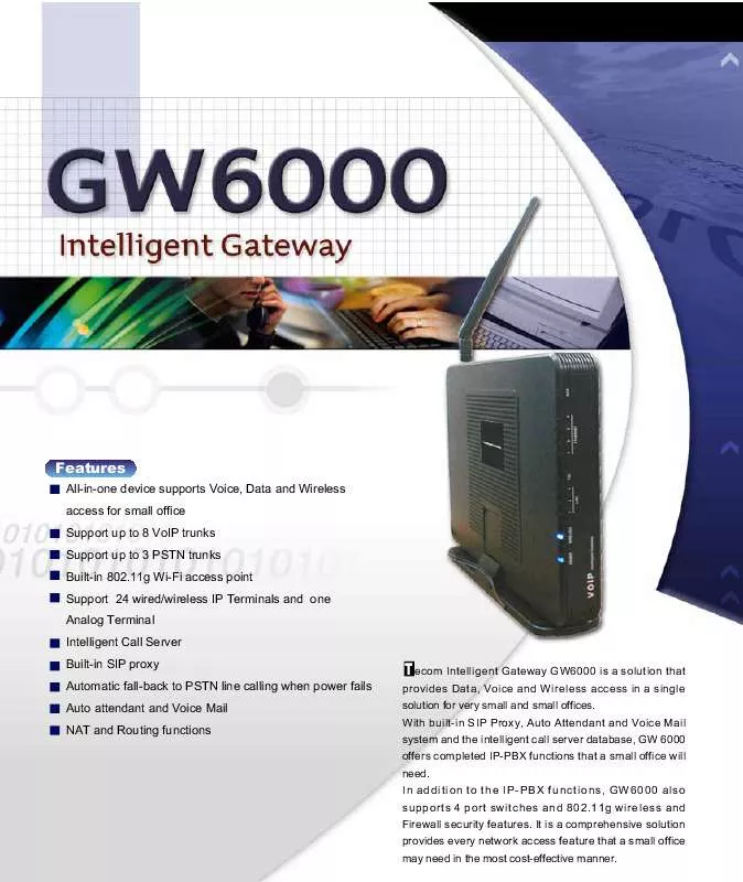 Mode d'emploi TECOM GW6000