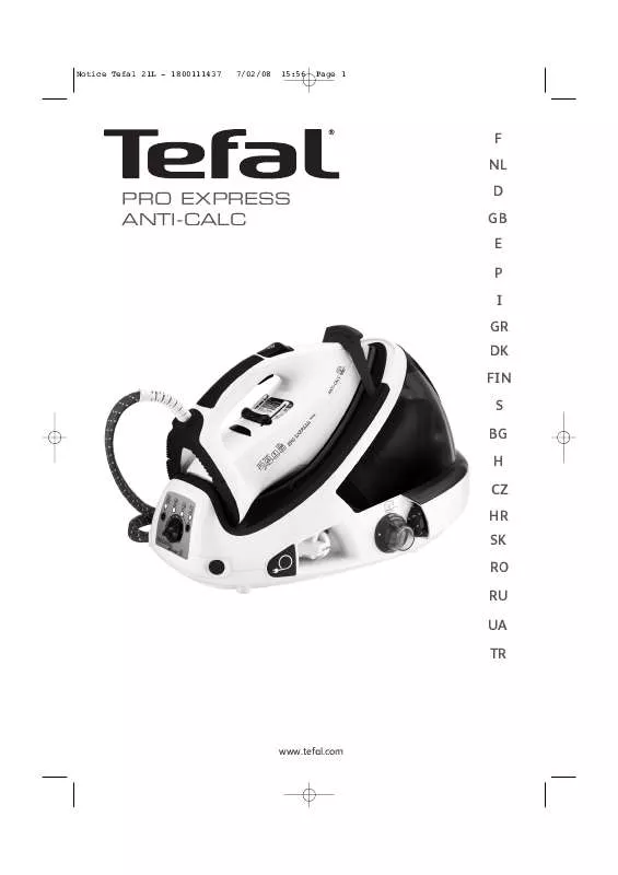 Mode d'emploi TEFAL PRO EXPRESS ANTI-CALC