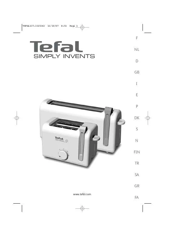 Mode d'emploi TEFAL TT2255