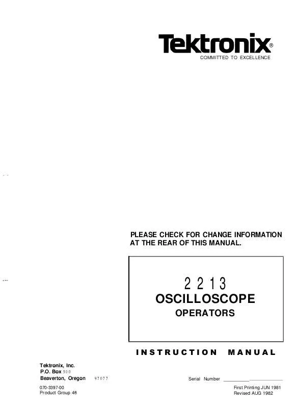 Mode d'emploi TEKTRONIX 2213