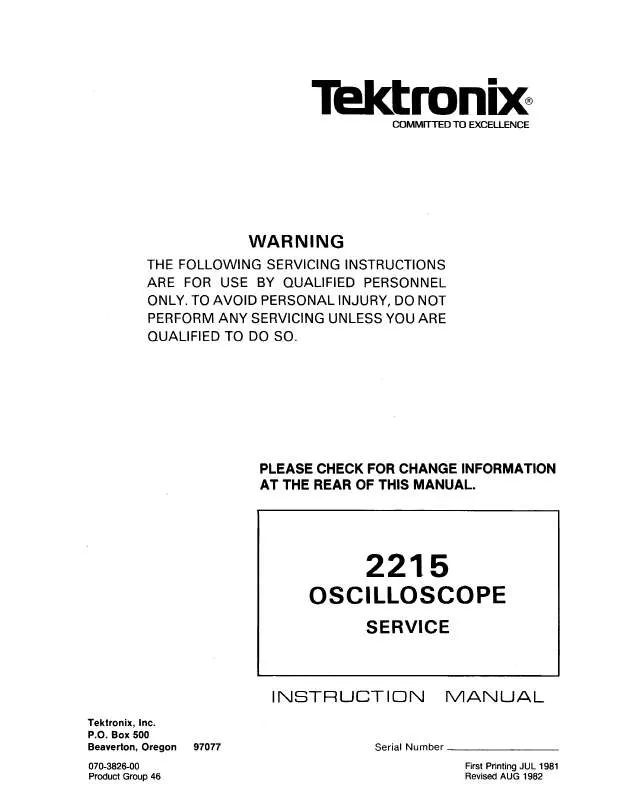 Mode d'emploi TEKTRONIX 2215