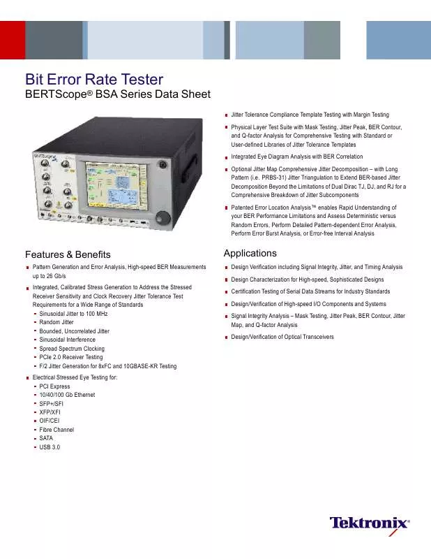 Mode d'emploi TEKTRONIX BERTSCOPE BSA