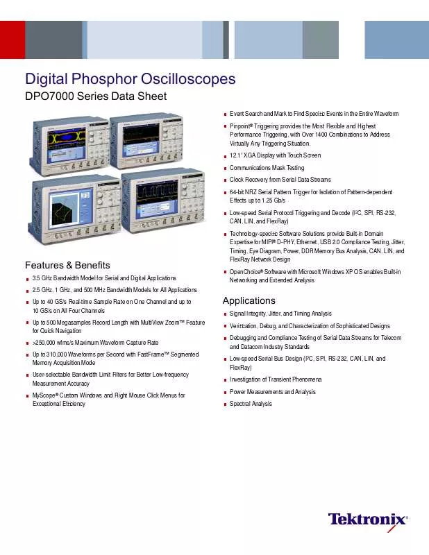 Mode d'emploi TEKTRONIX DPO7000