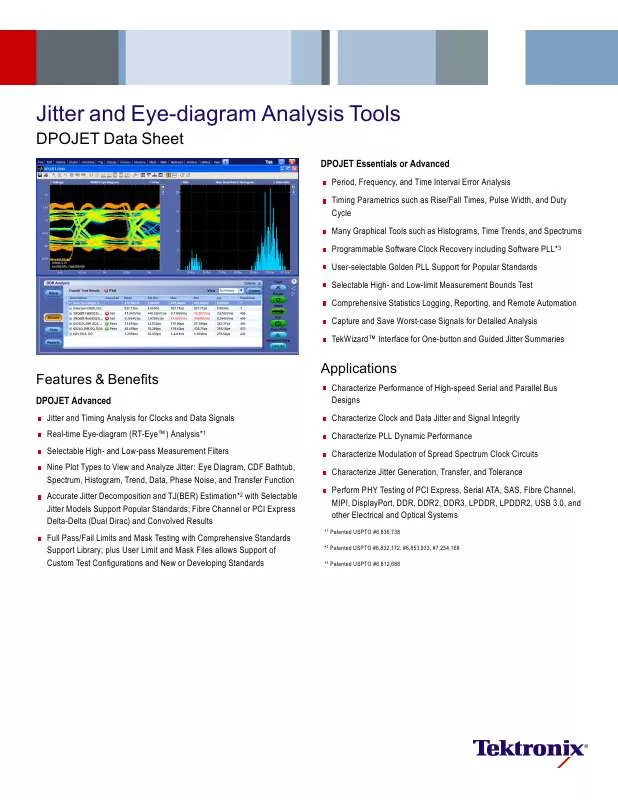 Mode d'emploi TEKTRONIX DPOJET