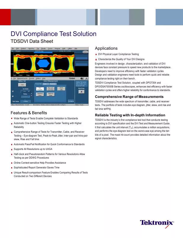 Mode d'emploi TEKTRONIX TDSDVI