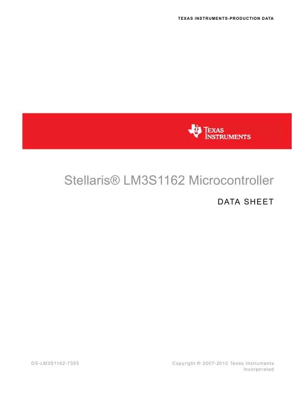 Mode d'emploi TEXAS INSTRUMENTS STELLARIS LM3S1162