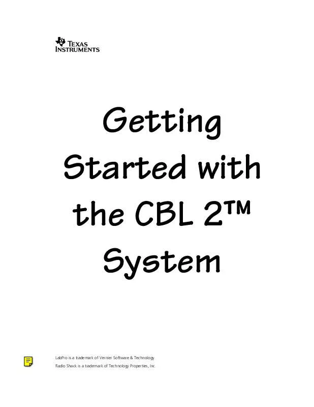 Mode d'emploi TEXAS INSTRUMENTS THE CBL 2 SYSTEM