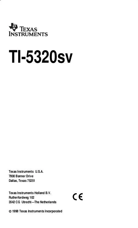 Mode d'emploi TEXAS INSTRUMENTS TI-5320SV