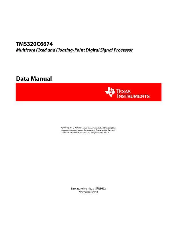 Mode d'emploi TEXAS INSTRUMENTS TMS320C6674