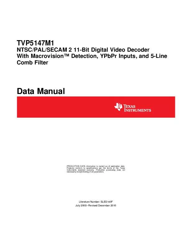 Mode d'emploi TEXAS INSTRUMENTS TVP5147M1