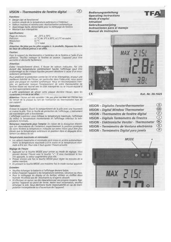 Mode d'emploi TFA VISION 30-1025