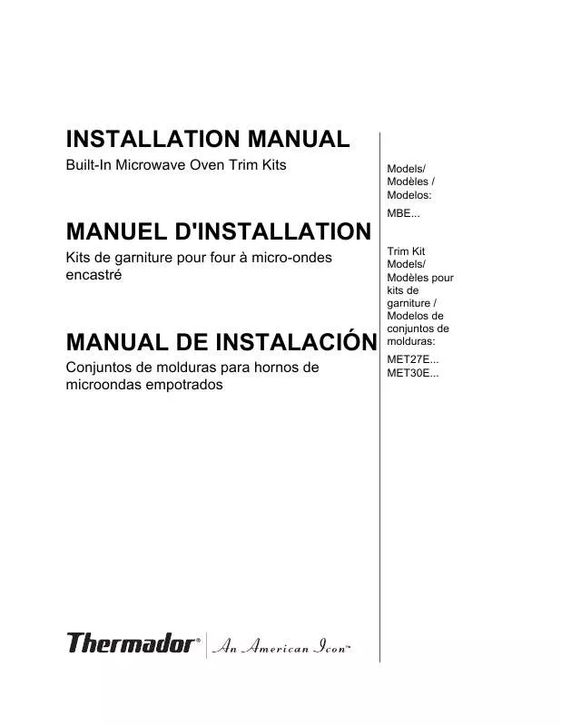 Mode d'emploi THERMADOR MET27EB