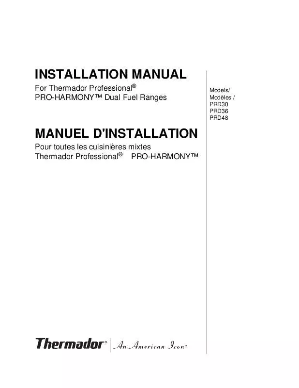 Mode d'emploi THERMADOR PRD484ECHU