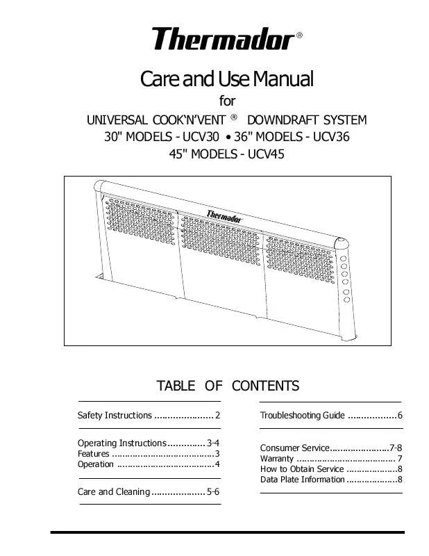 Mode d'emploi THERMADOR UCV36AW