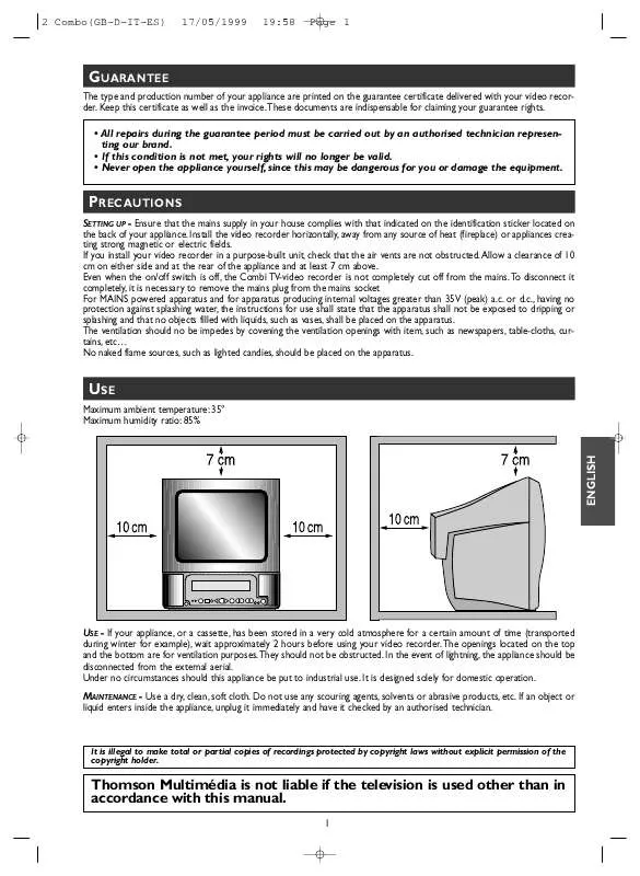 Mode d'emploi THOMSON 14CB15CT