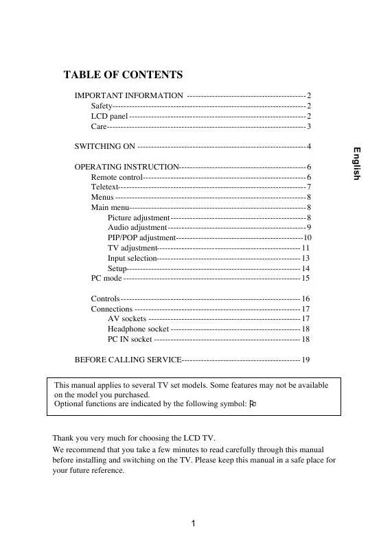 Mode d'emploi THOMSON 20LW030B5