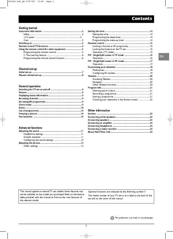 Mode d'emploi THOMSON 27LB220S4U