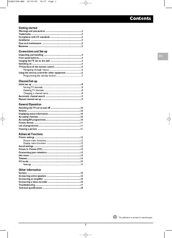 Mode d'emploi THOMSON 42PB120S5