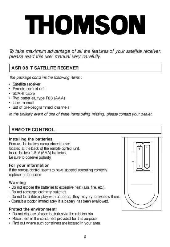 Mode d'emploi THOMSON ASR08T