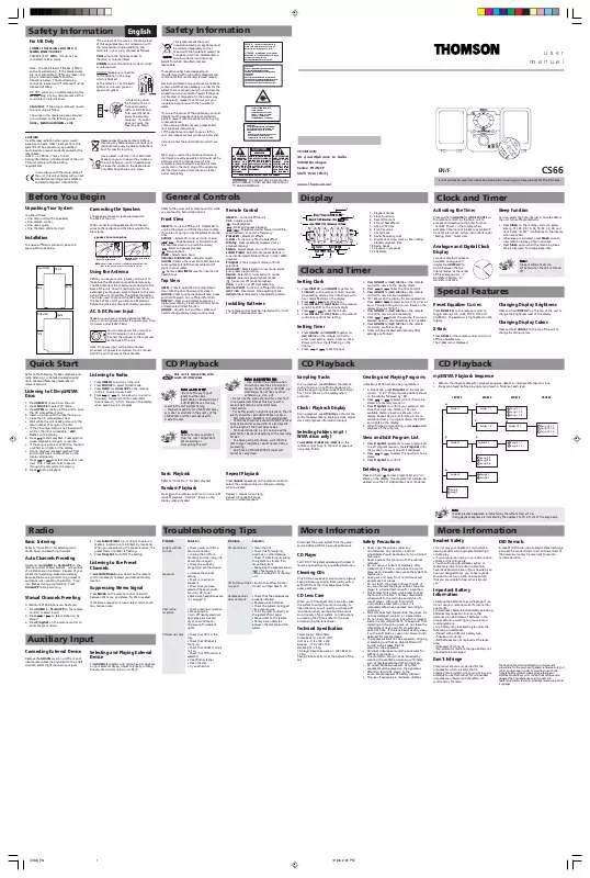 Mode d'emploi THOMSON CS66