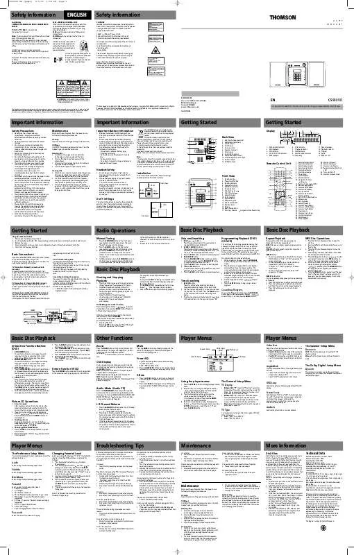 Mode d'emploi THOMSON CS900VD