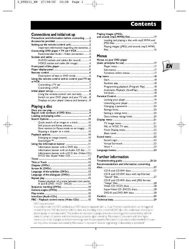 Mode d'emploi THOMSON DTH211