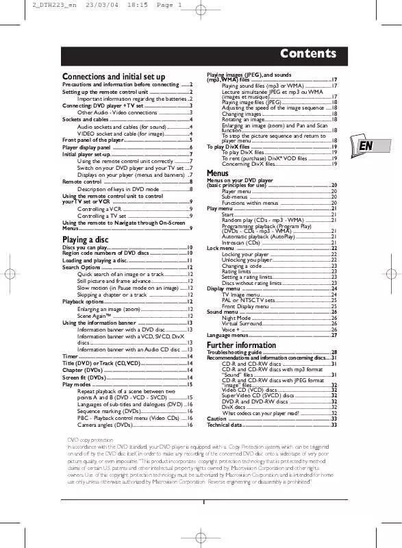 Mode d'emploi THOMSON DTH223