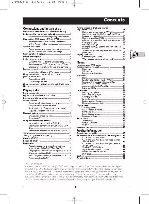 Mode d'emploi THOMSON DTH233