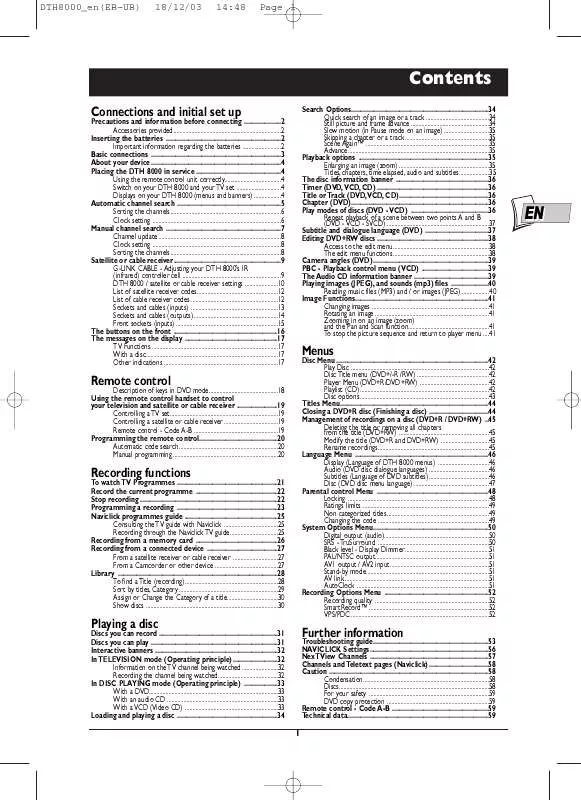 Mode d'emploi THOMSON DTH8000EB