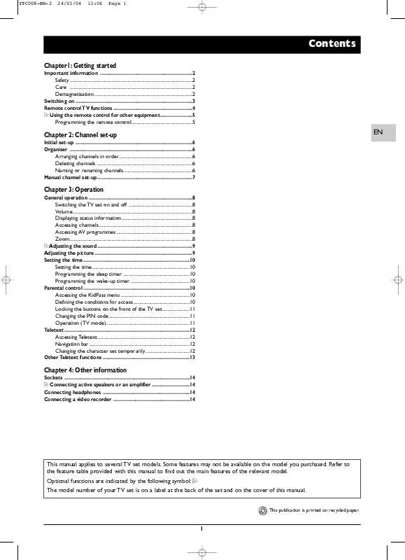 Mode d'emploi THOMSON ITC008-V2