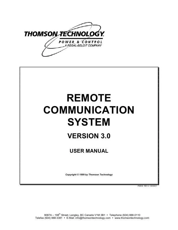 Mode d'emploi THOMSON REMOTE COMMUNICATION