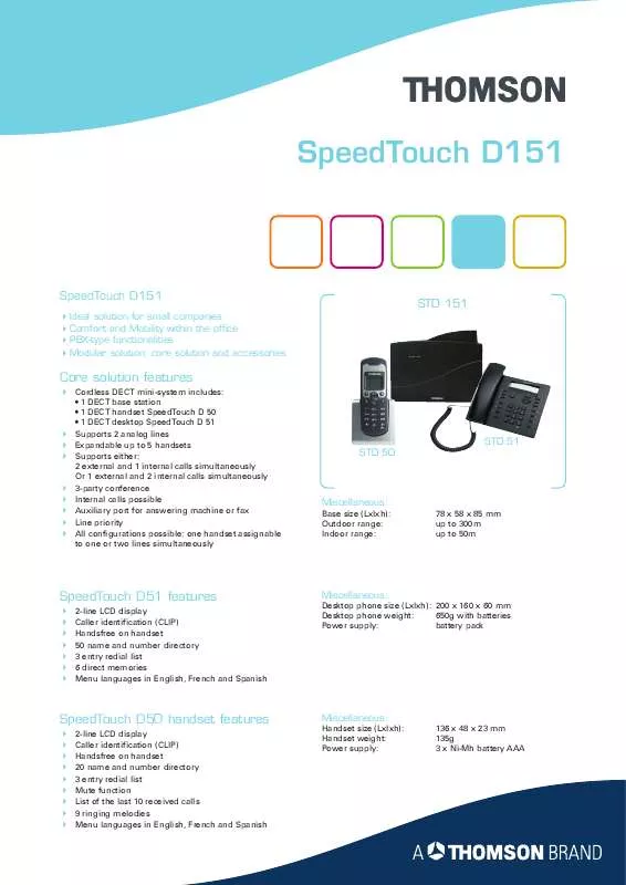 Mode d'emploi THOMSON SPEEDTOUCH D151