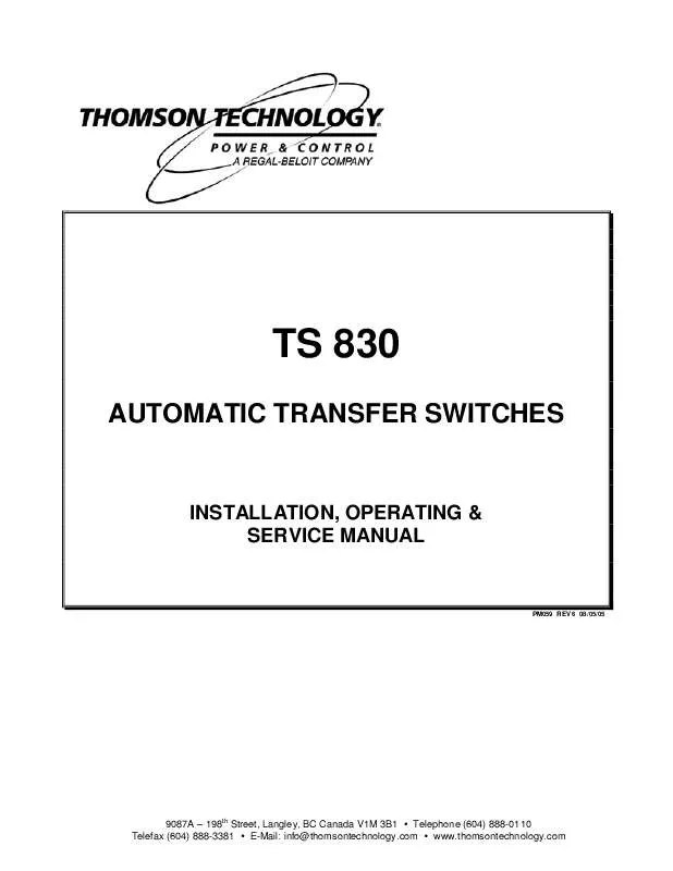 Mode d'emploi THOMSON TS 830