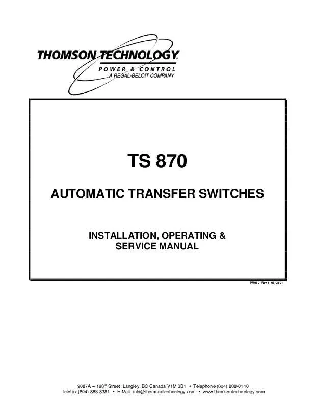 Mode d'emploi THOMSON TS 870