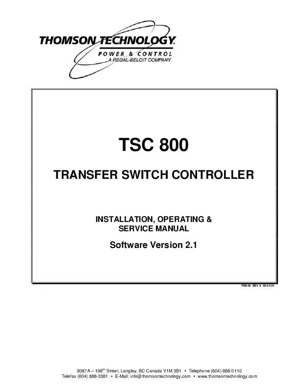 Mode d'emploi THOMSON TSC 800