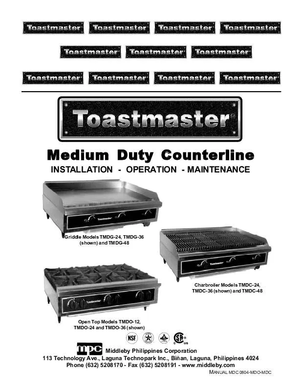 Mode d'emploi TOASTMASTER TMDO36