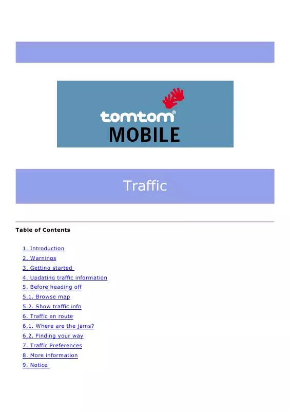 Mode d'emploi TOMTOM MOBILE TRAFFIC