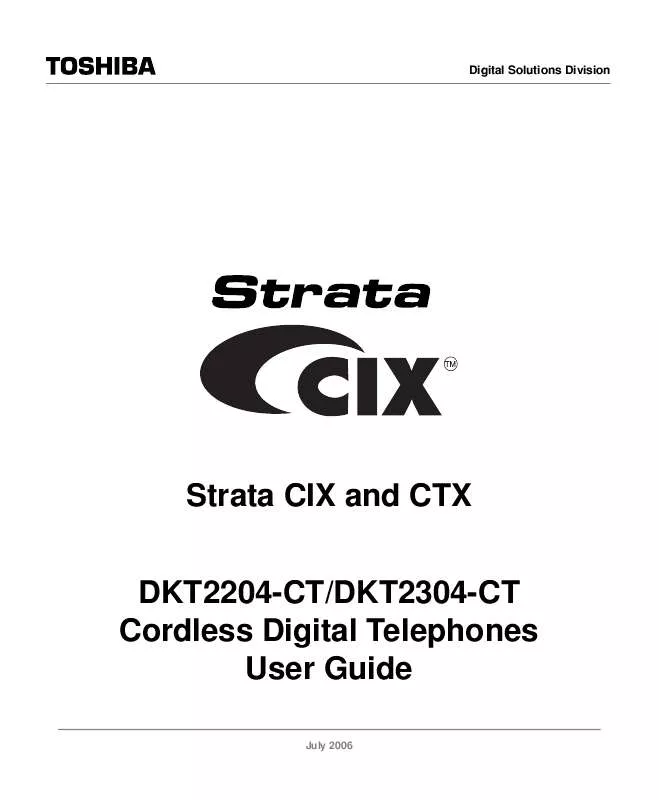 Mode d'emploi TOSHIBA STRATA CIX & CTX-CTDKT2304-CT