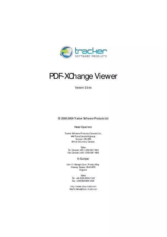 Mode d'emploi TRACKER SOFTWARE PDF-XCHANGE VIEVER