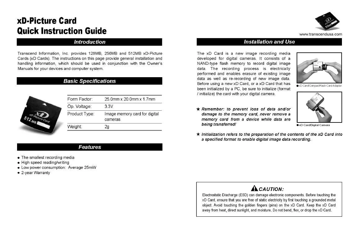 Mode d'emploi TRANSCEND TS512MXDPC