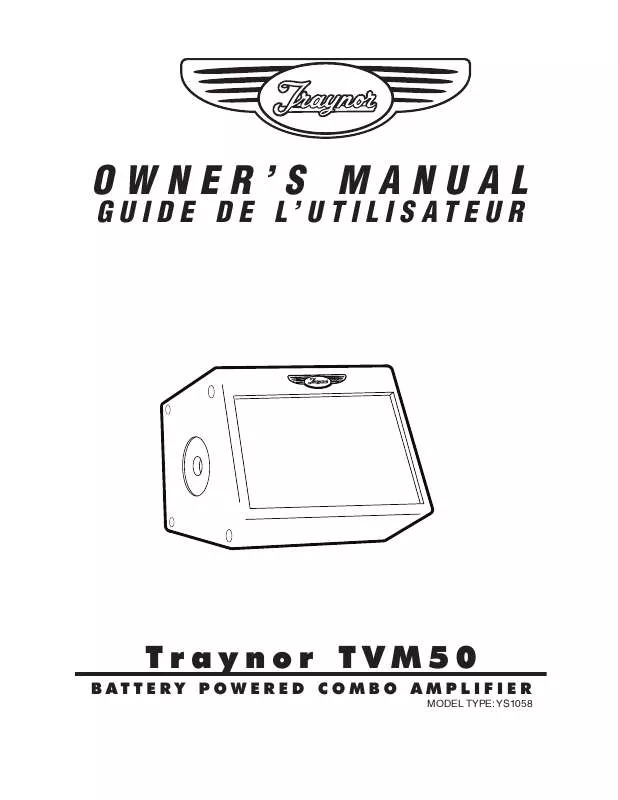 Mode d'emploi TRAYNOR TVM50