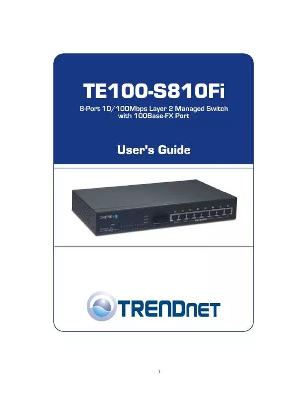 Mode d'emploi TRENDNET TE100-S810FI