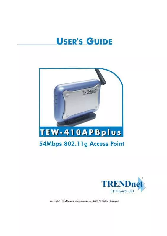 Mode d'emploi TRENDNET TEW-410APBPLUS