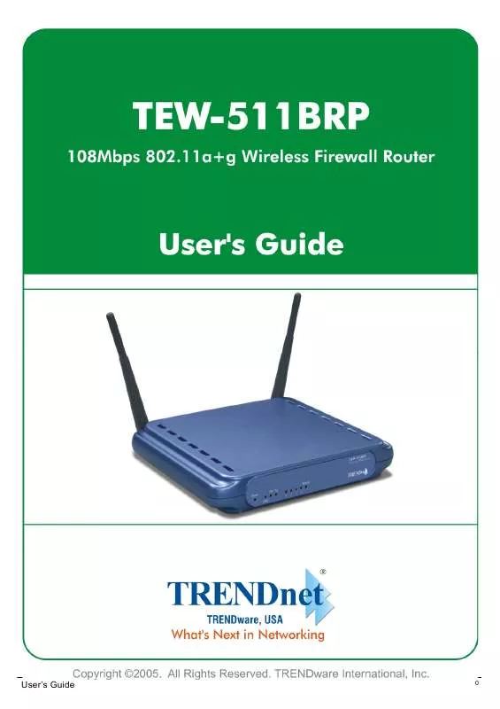 Mode d'emploi TRENDNET TEW-511BRP