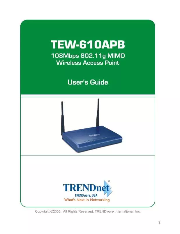 Mode d'emploi TRENDNET TEW-610APB