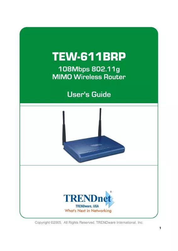 Mode d'emploi TRENDNET TEW-611BRP