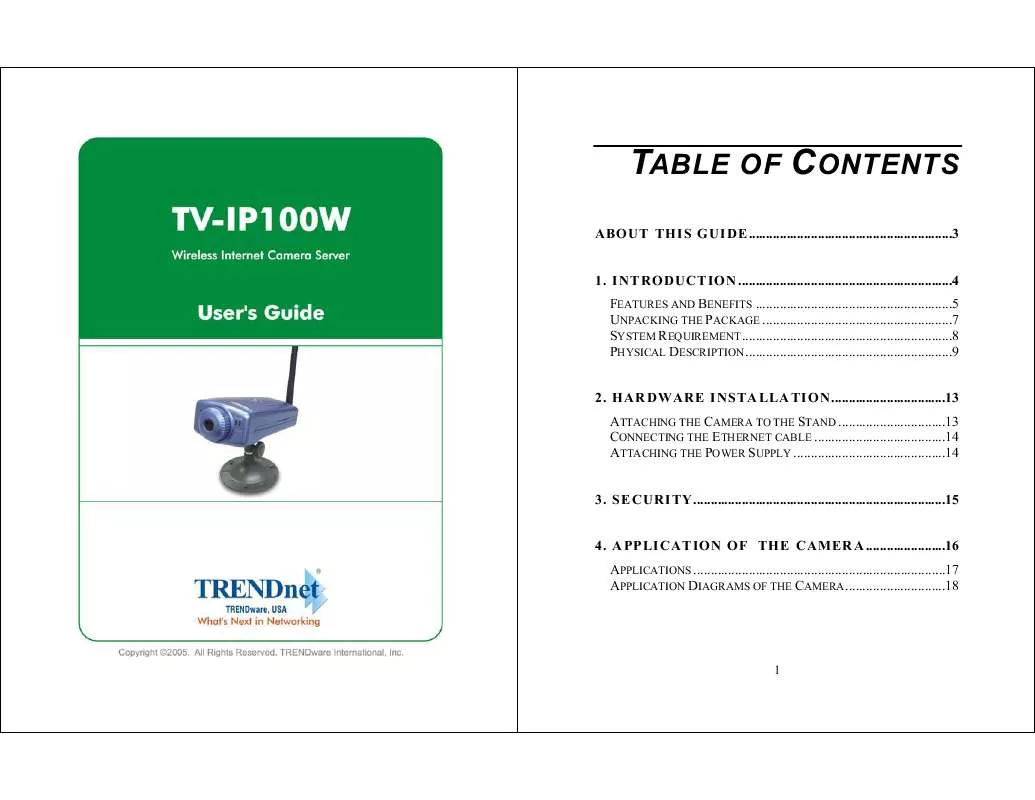 Mode d'emploi TRENDNET TV-IP100W