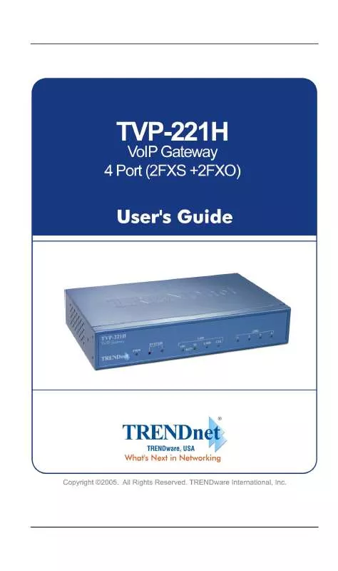 Mode d'emploi TRENDNET TVP-221H