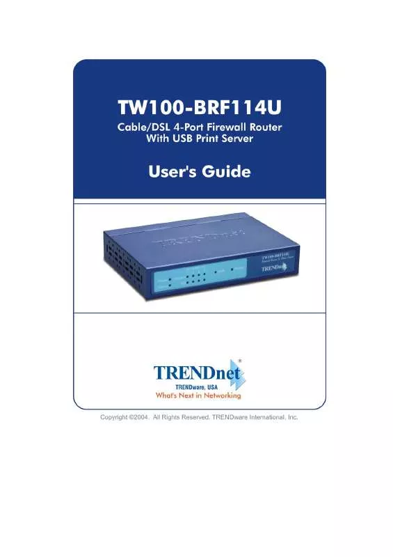 Mode d'emploi TRENDNET TW100-BRF114U