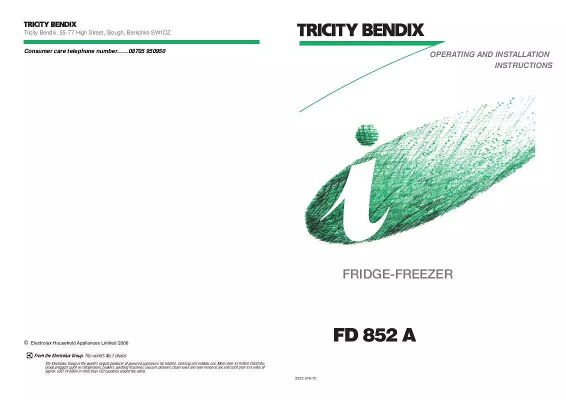 Mode d'emploi TRICITY FD852A